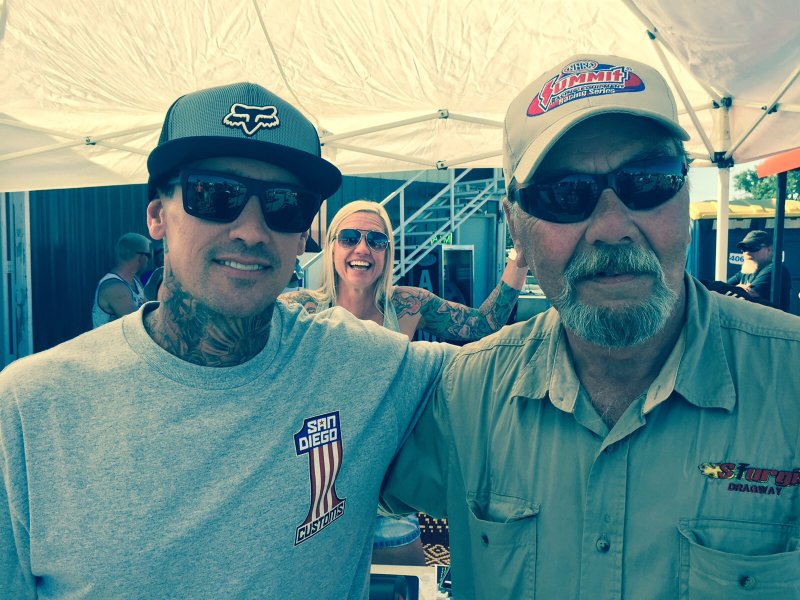 Carey Hart and director Jerry Kutuk at the drags by Shannon Parker