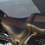 Old skool styling and detachable pillion distinguish the Anniversary Heritage Softail seat