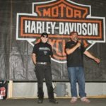 Bob Kay form Biker Pros introduces Willie G., a special guest at the Harley-Davidson Ride-In Bike Show