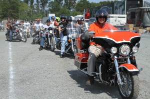 Riders line up at Perdue Stadium before the 3rd annual St. Jude's Ride