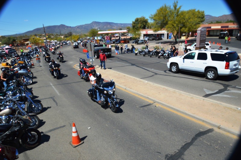 Sonny and the pack ride into the final destination at the Buffalo Chip in Cave Creek