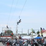 Soaring on the zip line at the Sturgis Rally