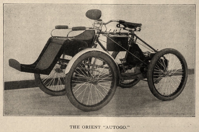 The Orient tricycle converted into the Autogo of 1900. It was virtually identical to the 1900 Canda Quadracycle made in Newark, NJ and the Regas from Rochester, NY. The Indian version didn’t appear until 1906.