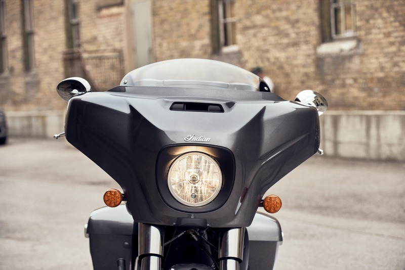 The restyled fairing and saddlebags are more angular and aggressive on the 2019 Indian Chieftain (above), Chieftain Dark Horse and Chieftain Limited (below)