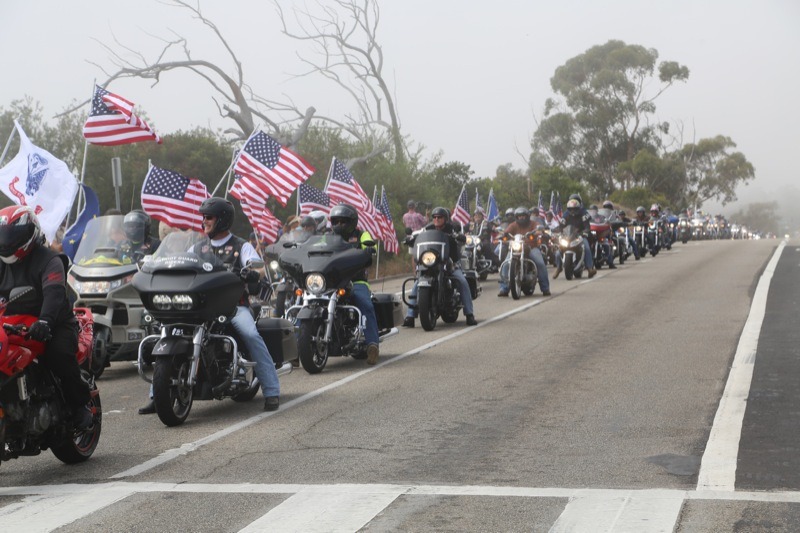 Hundreds of bikes lined the Pacific Coast Highway into Malibu as far as the eye can see