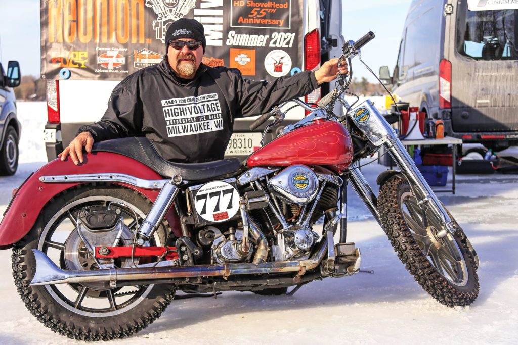 Promoter, racer and cancer patient Ron Brefka and his 1982 Shovelhead. 