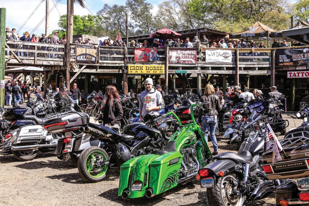 The Iron Horse Saloon is always a great place to gather, listen to live music and lay some rubber in the burnout pit. 