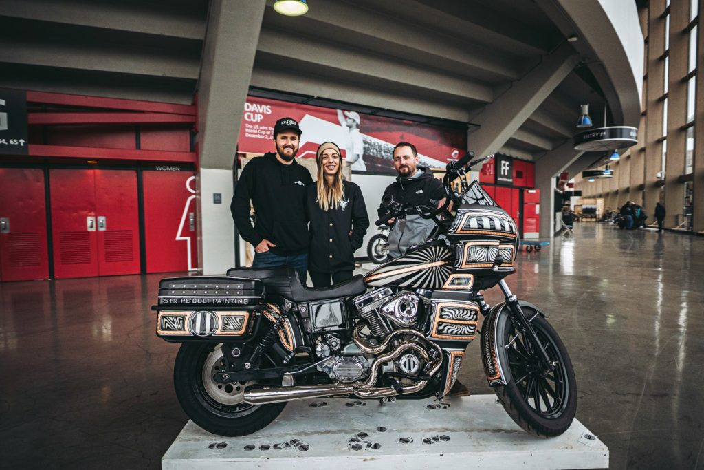 Wild paint and plenty of patina seemed to be a theme at this year’s The One Show. Dubbed ‘Big Jim’ (right), this Harley from Stripe Cult Painting features one of the most hypnotic paint jobs we’ve seen, showing off the skills of rad female painter Paige Macy (middle).