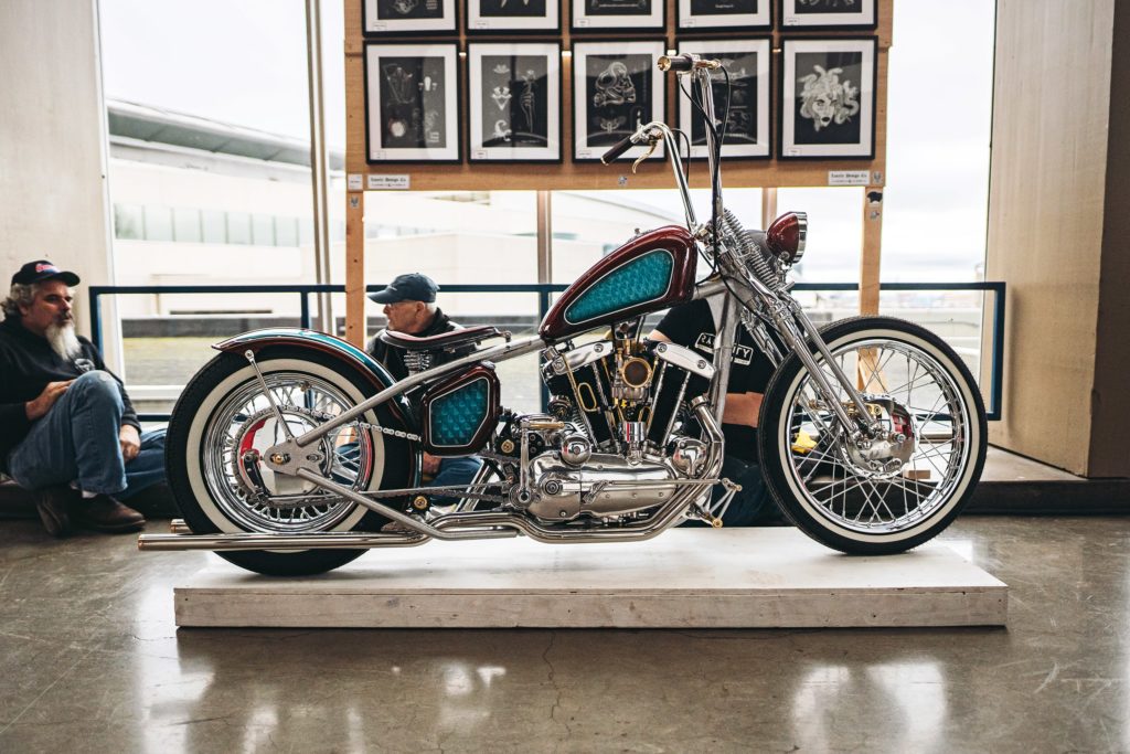 Built by Rain City Garage in the state of Washington, this ’67 Ironhead Sportster chopper was all about the details, including a chromed gas cap with the word Gashole inscribed on it.