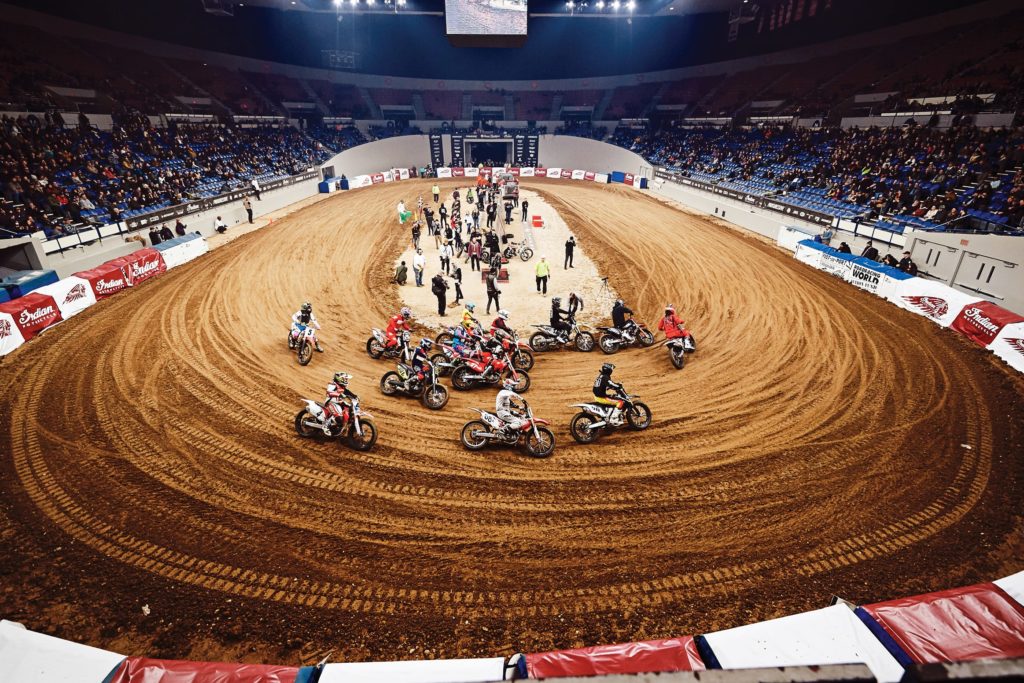 Located in the center of the Coliseum, the dirt oval attracted flat track professionals and Hooligan riders from around the country, including Sammy Halbert, Davis Fisher, Andy Dobrino and David Kohlstaedt.