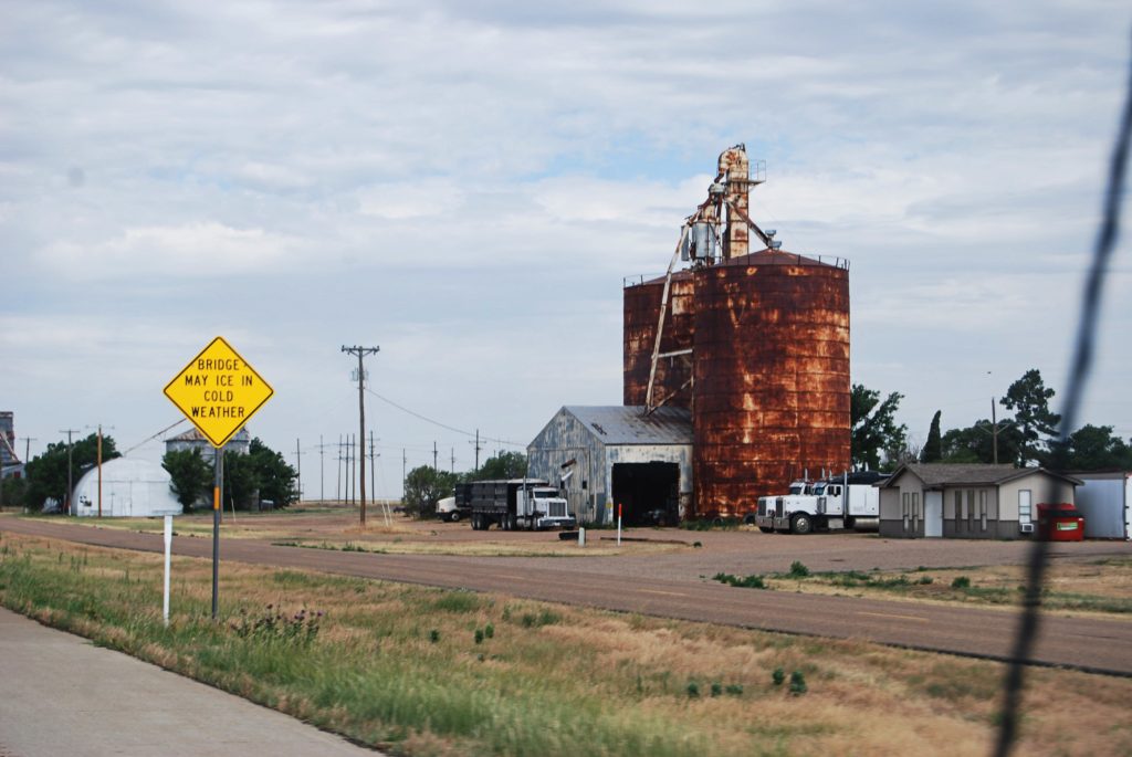20 miles outside of Amarillo, Texas, the group spotted what is either signs of a post-industrial wasteland or a symbol of America’s lasting, but rusty, strength. 
