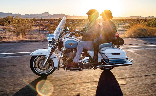 Riders Gregory Ormson and Debbie Iozzo in the golden moment on Arizona's I-8.